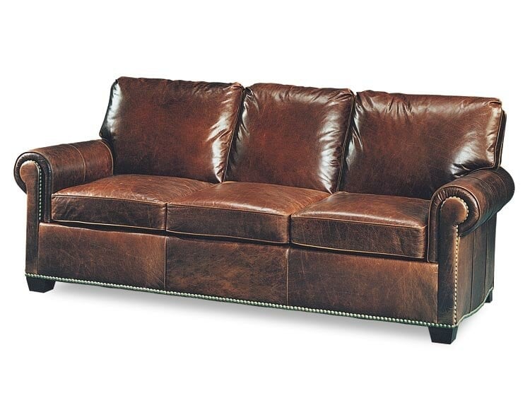 Leathercraft Robinson 83"" Genuine Leather Rolled Arm Sofa - Image 0