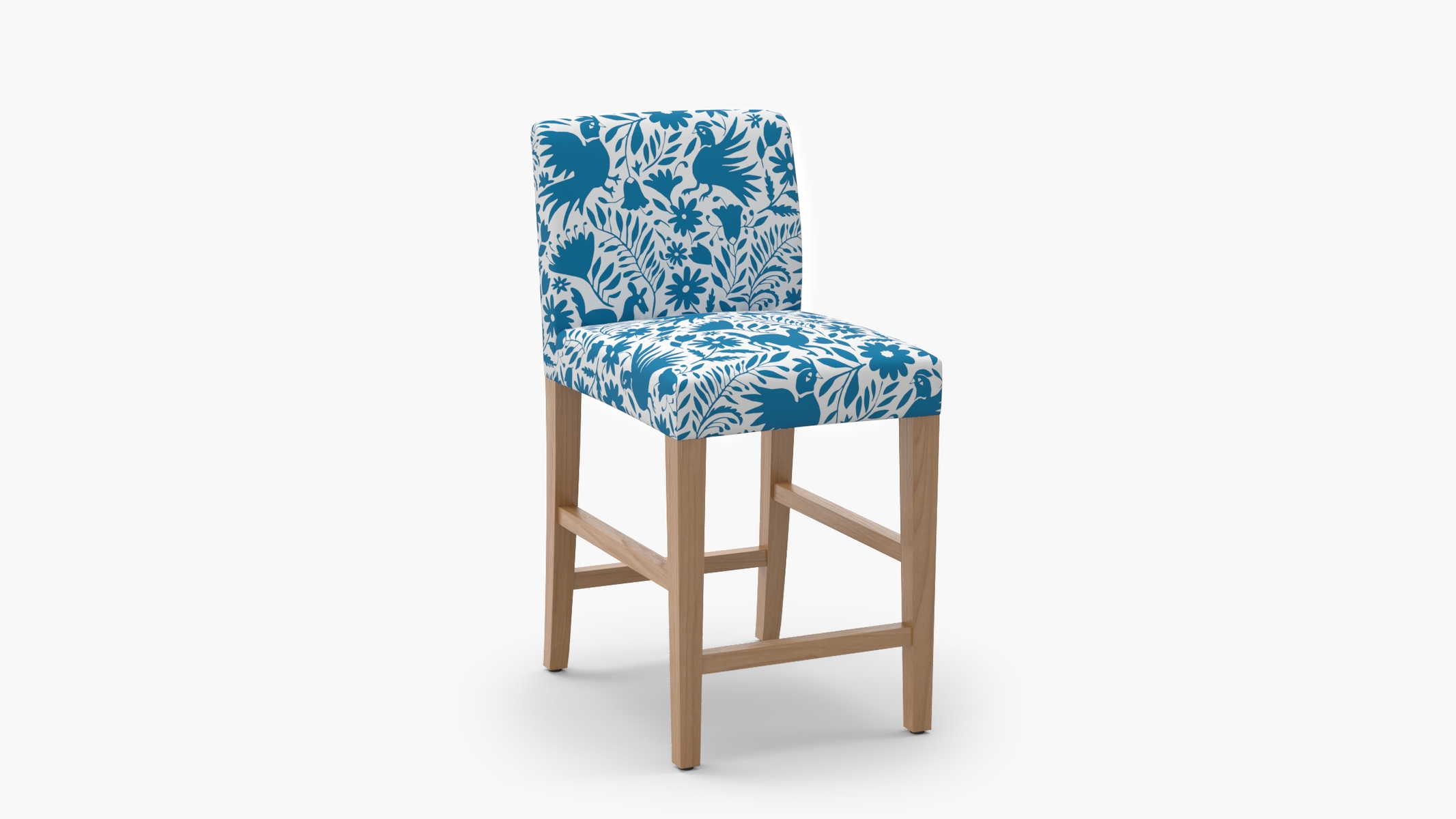 Signature Dining Counter Stool, Cerulean Frida, Natural Square Tapered Leg - Image 1