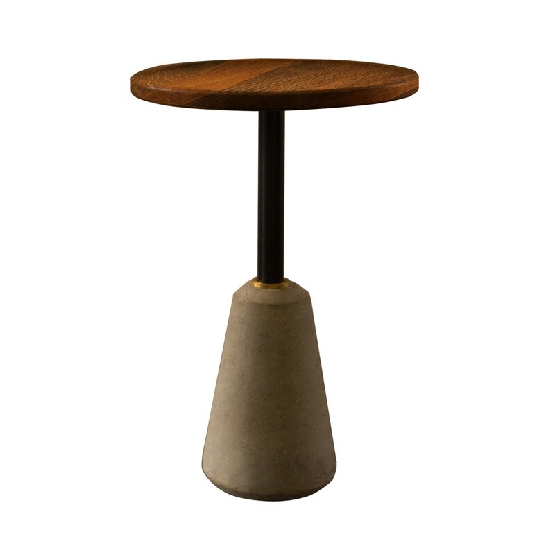 Exeter End Table Table Base Color: Gray, Table Top Color: Seared Oak - Image 0