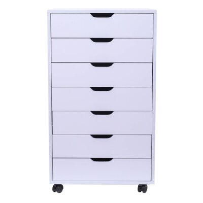7-Drawer Wood Filing Cabinet Mobile Storage Cabinet For Closet / Office - Image 0