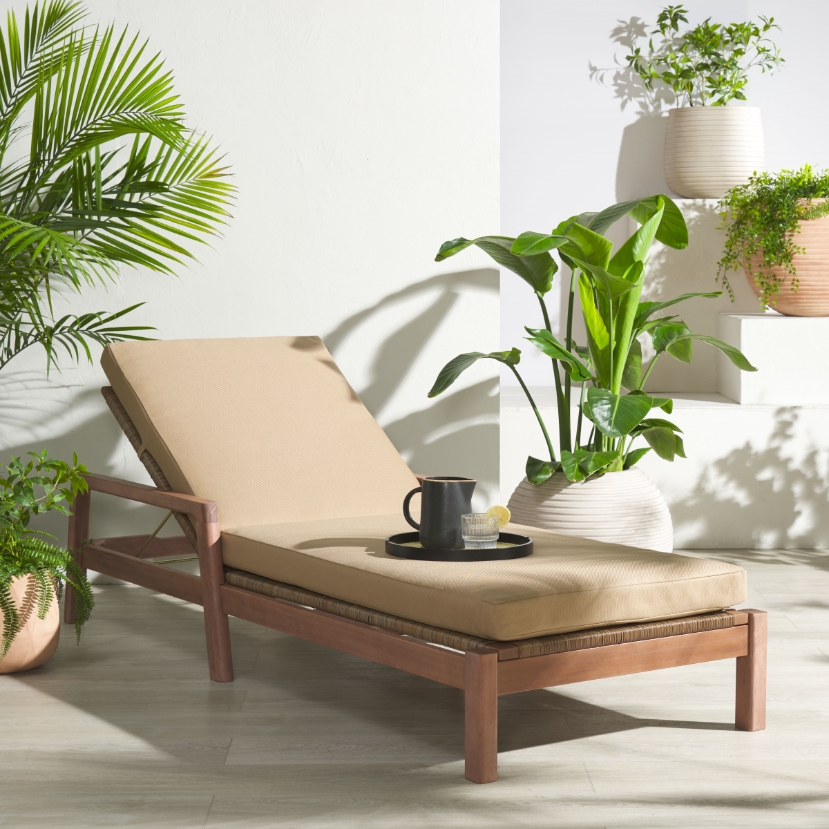 Donnamaria Wicker Sun Lounger - Natural/Brown - Image 1