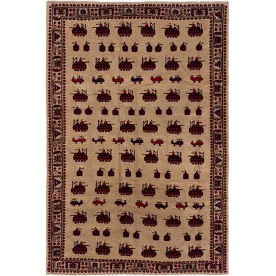 One-of-a-Kind Hinckley Hand-Knotted 2010s Ushak Tan/Red 6'5" x 9'6" Wool Area Rug - Image 0