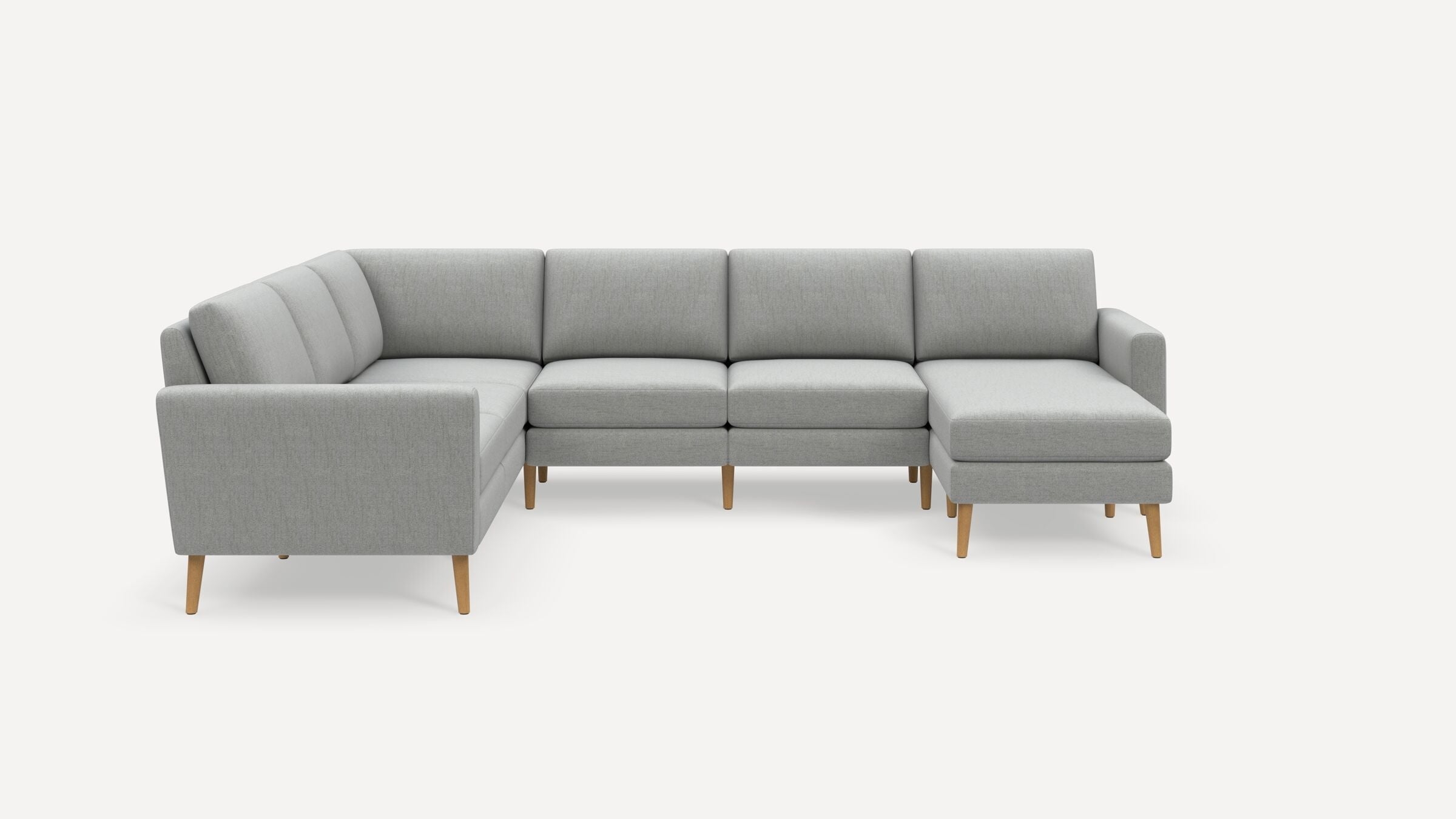 Nomad 6-Seat Corner Sectional with Chaise - Crushed Gravel - Performance Chenille / Oak - Wood / Block - Image 0