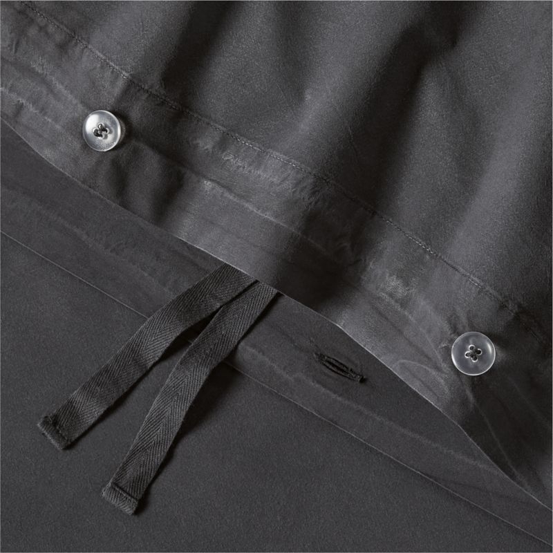 Favorite Washed Organic Cotton Midnight Navy Blue Eyelash Full/Queen Duvet Cover - Image 2