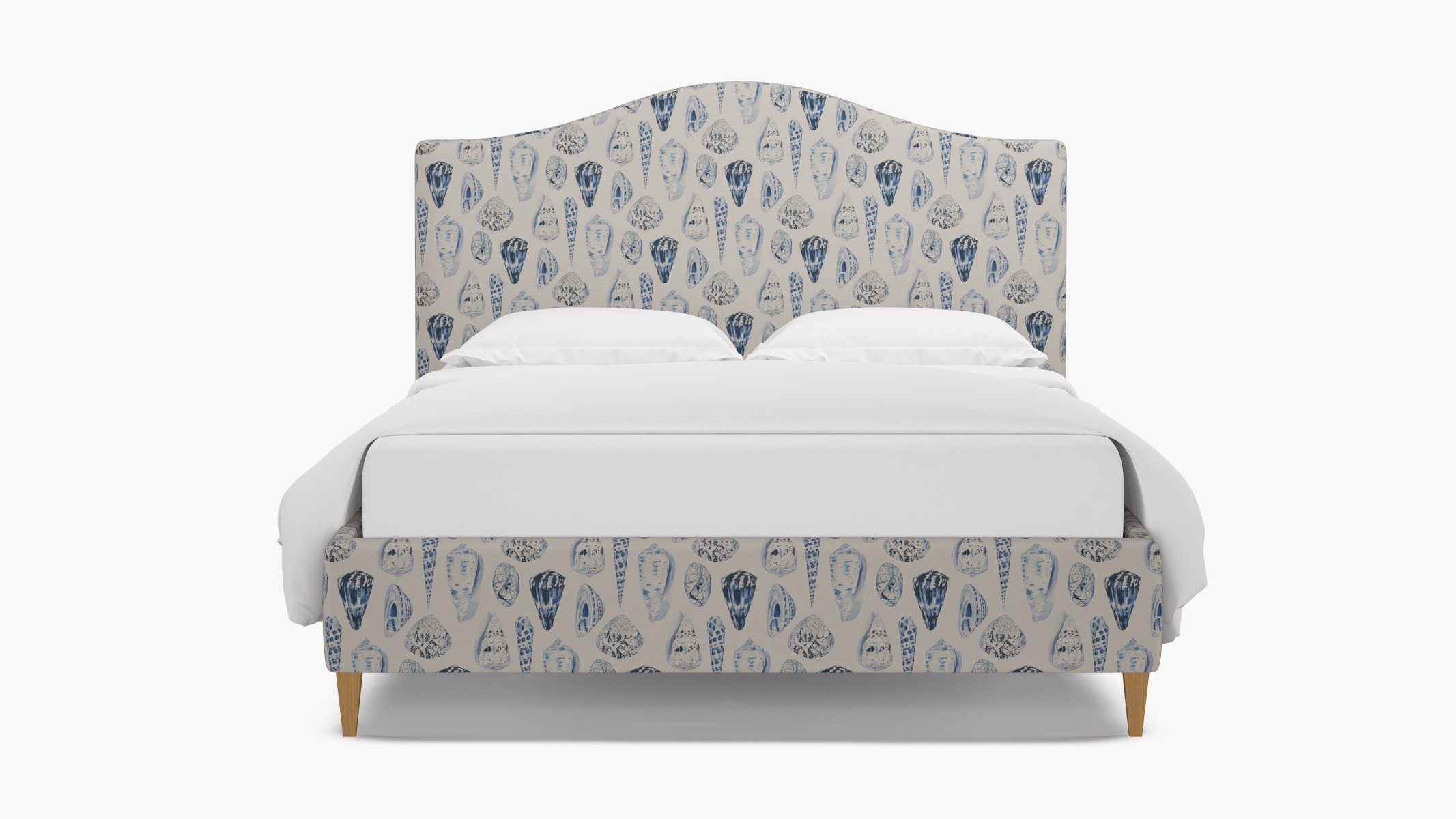 Camelback Bed, Porcelain Coquina, Natural Square Tapered Leg, Twin - Image 0