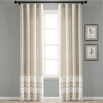 Marston 100% Cotton Yarn Dyed Tassel Fringe Window Striped Rod Pocket Curtain Panels - Image 0