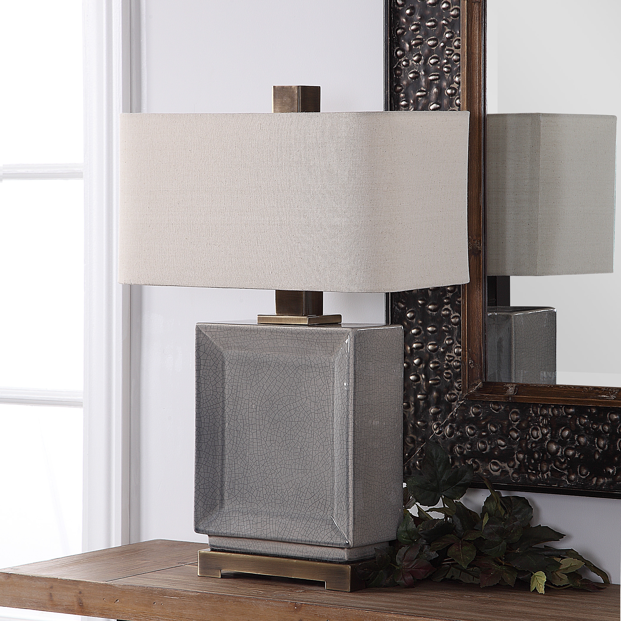 Abbot Crackled Gray Table Lamp - Image 3