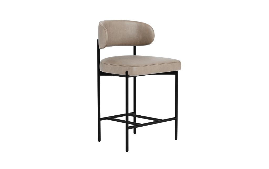 Hollis Leather Metal Framed Upholstered Counter Stool - Image 1