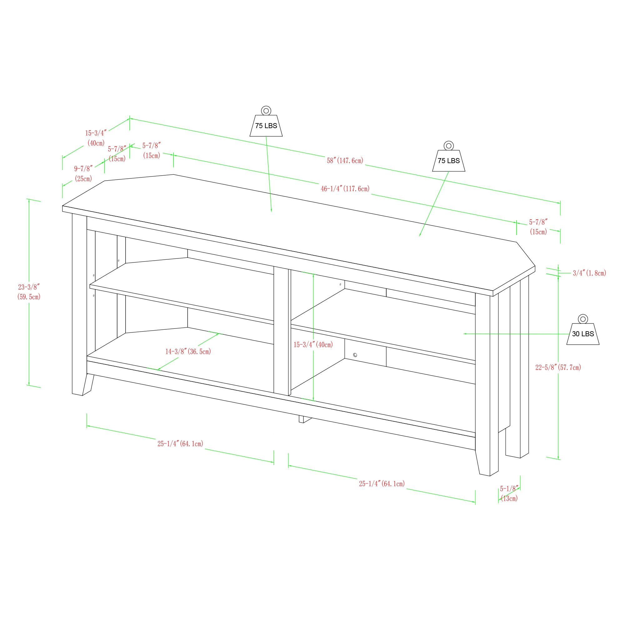 58" Transitional Wood Corner TV Stand - Espresso - Image 6