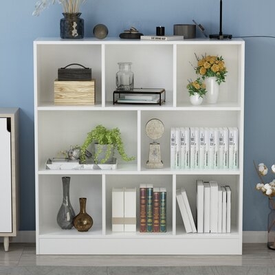 Multi-Tier Standard Wooden Bookcase Storage Shelf In White in , (8 Shelves) 41" H x 39" W x 9" D - Image 0