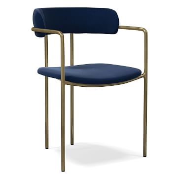 Lenox Dining Chair, Performance Velvet, Ink Blue, Blackened Brass - Image 0
