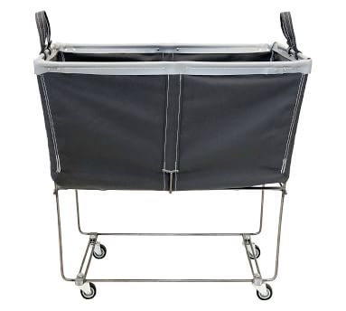 Elevated Canvas Laundry Basket with Wheels and Lid, Medium, Charcoal Canvas/Brown Leather Trim - Image 1