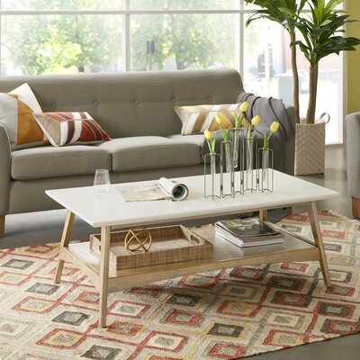 Burnes 4 Legs Coffee Table with Storage, Natural - Image 1