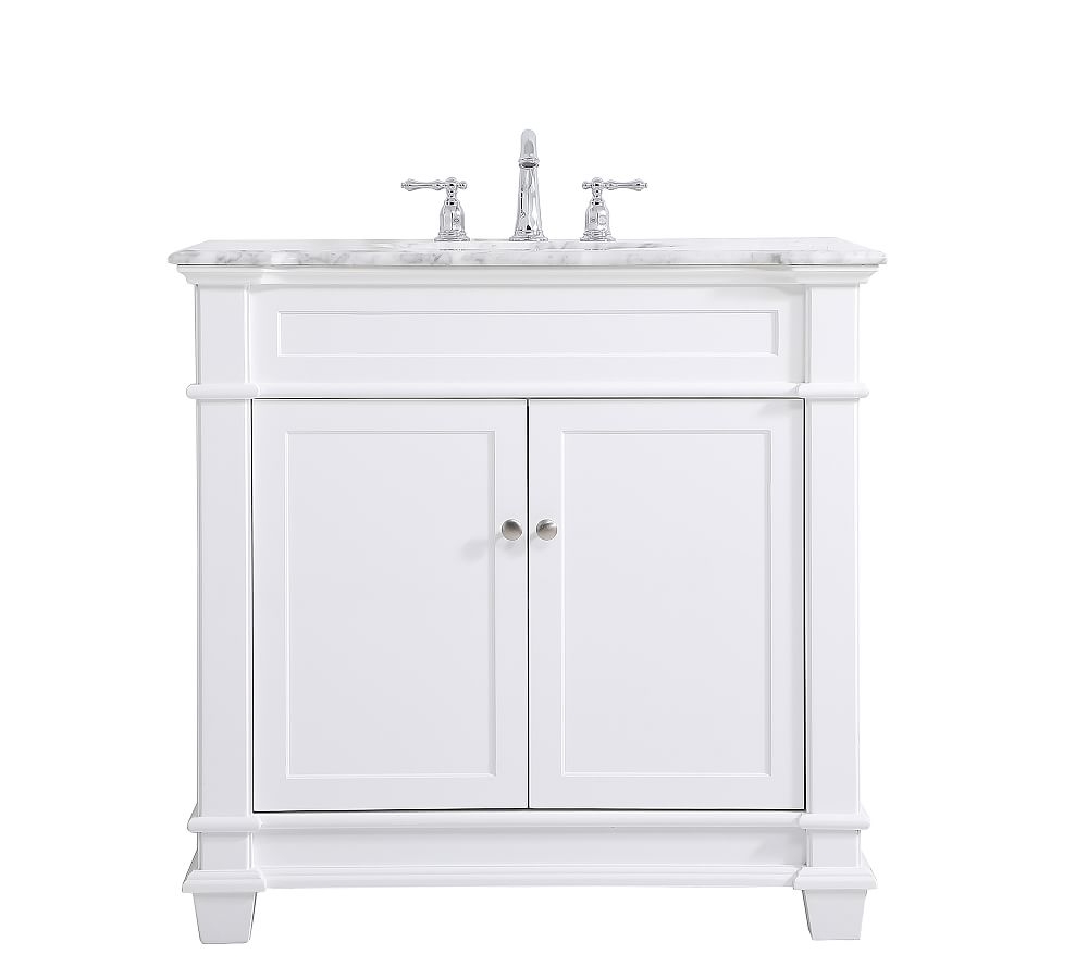 White Engel Single Sink Vanity, 36" - Image 0