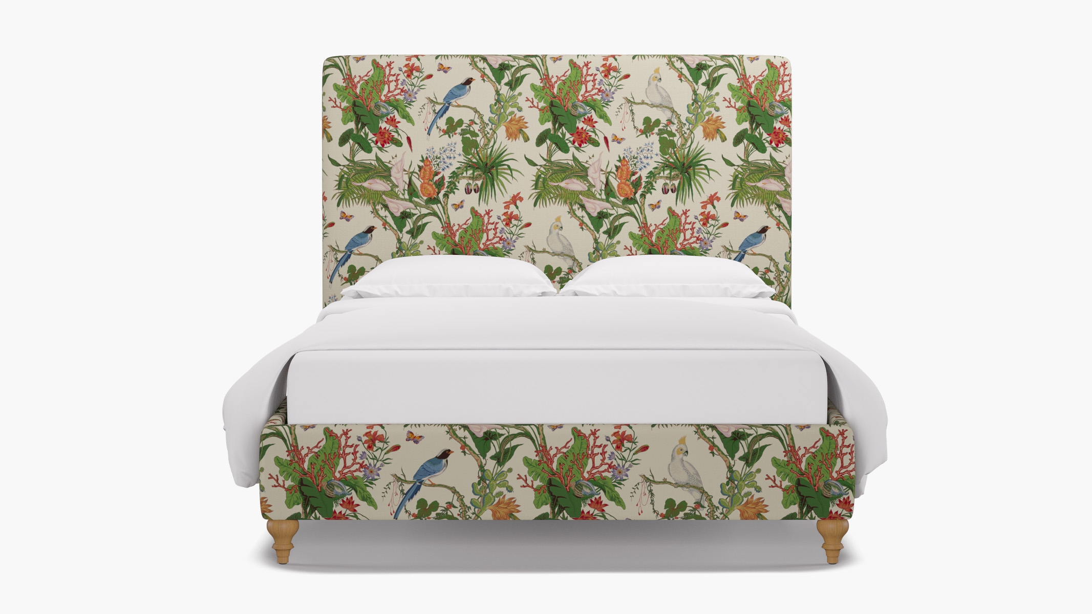 Classic Bed, White Cinque Terra, Natural Traditional Turned Leg, Twin - Image 0