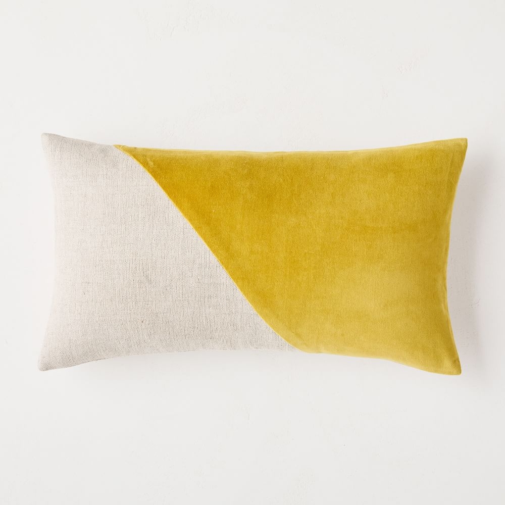 Cotton Linen + Velvet Corners Pillow Cover, 12"x21", Dark Horseradish, Set of 2 - Image 0