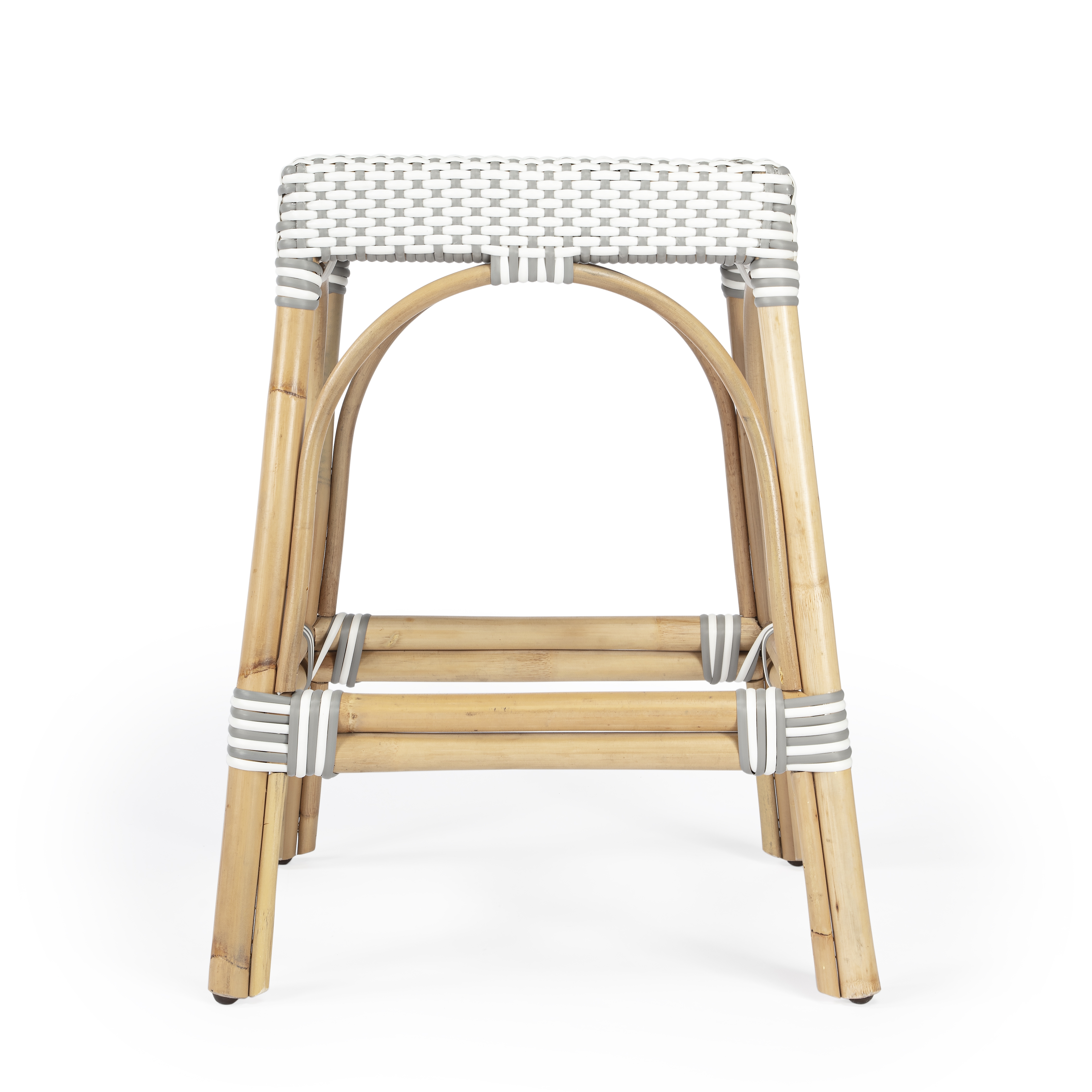 Robias Gray/White Dot / Natural Rattan Frame Counter Stool - Image 2