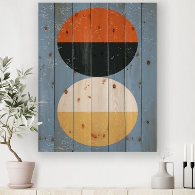Minimal Geometric Compostions Of Elementary Forms XXIII - Modern Print On Natural Pine Wood - Image 0