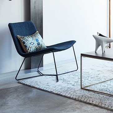 Slope Lounge Chair, Performance Coastal Linen, Platinum, Charcoal - Image 1