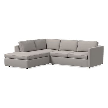 Harris Sectional Set 10: RA 65" Sofa, LA Terminal Chaise, Poly , Performance Velvet, Silver, Concealed Supports - Image 0