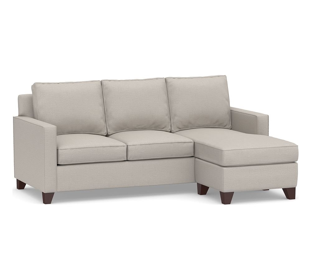 Cameron Square Arm Upholstered Sleeper Sofa with Reversible Storage Chaise Sectional, Polyester Wrapped Cushions, Chunky Basketweave Stone - Image 0