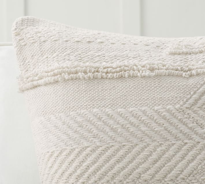 Lyla Textured Pillow Cover, 24", Ivory - Image 1
