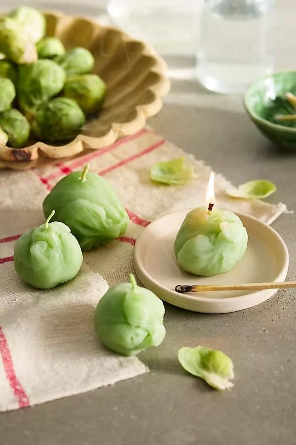 Brussels Sprout Beeswax Candles, Set of 4 - Image 0