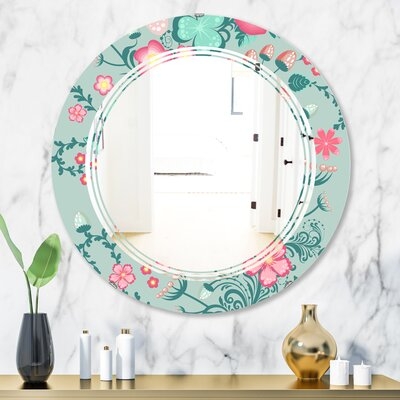 Triple C Spring Floral Pattern Cottage Americana Frameless Wall Mirror - Image 0