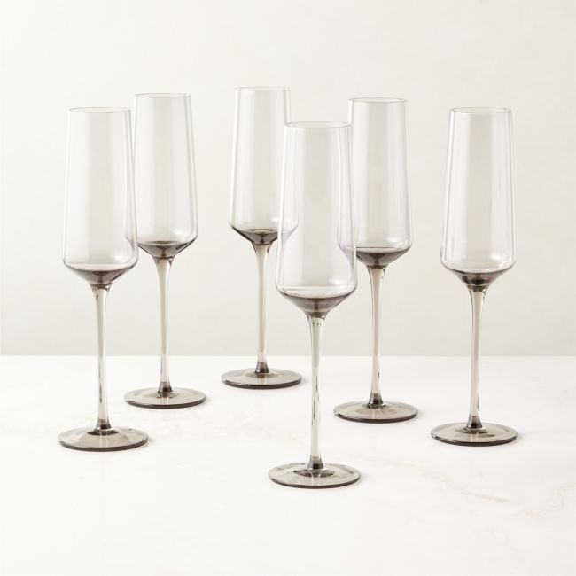 Muse Smoked Glass Champagne Flute Set of 6 - Image 0
