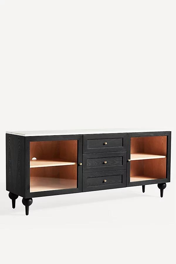 Fern 72" Carrara Marble & Wood Buffet - Image 0