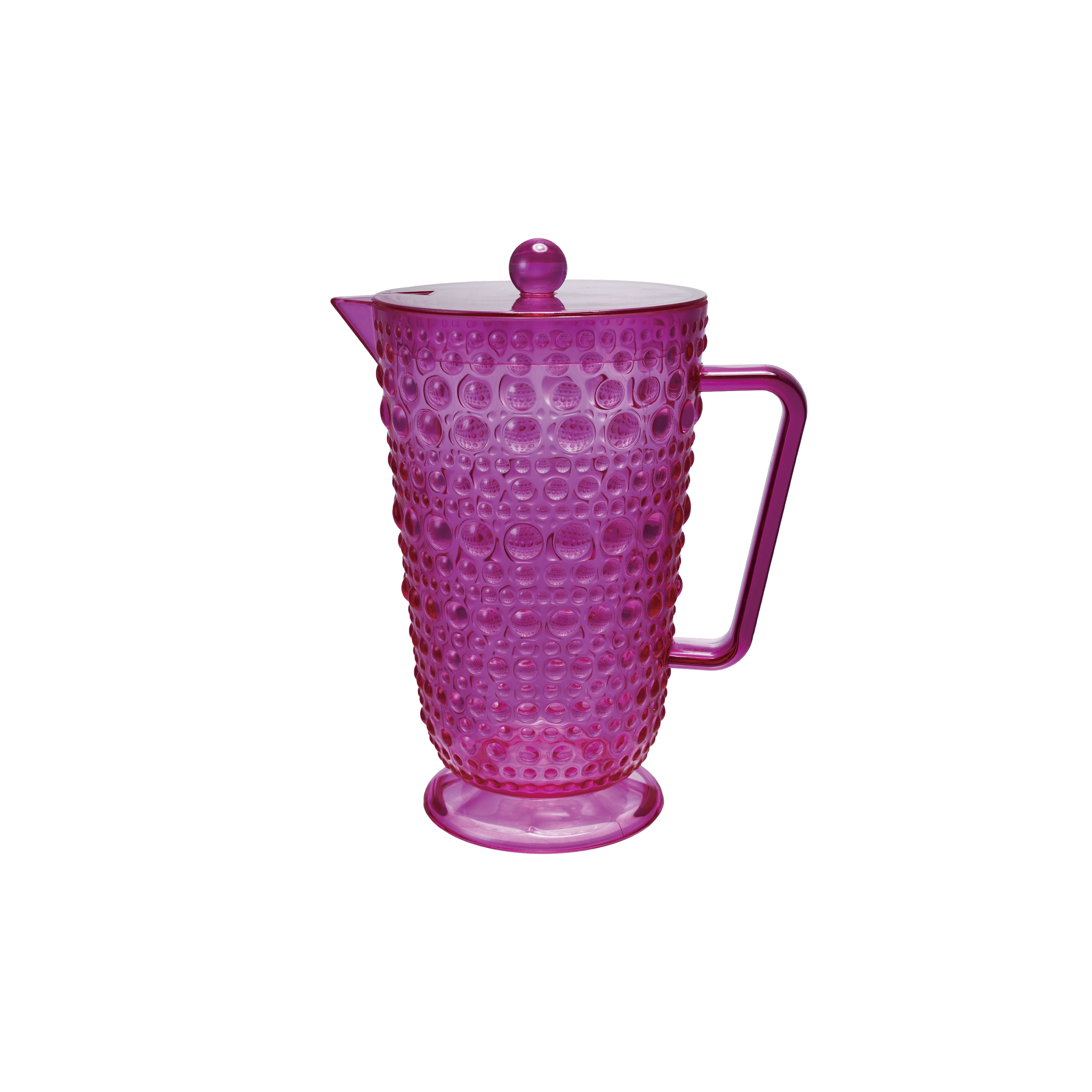 2-Quart Acrylic Footed Pitcher with Lid and Raised Dots, Fuchsia Color - Image 0