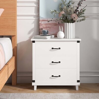 Modern Bedroom Nightstand With 3 Drawers Storage , Gray - Image 0