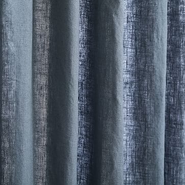 European Flax Linen Curtain, Ocean, 48"x96", Set of 2 - Image 1