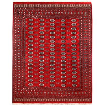 One-of-a-Kind Bogey Hand-Knotted New Age Bokhara Firebrick 8'1" x 10'3" Wool Area Rug - Image 0