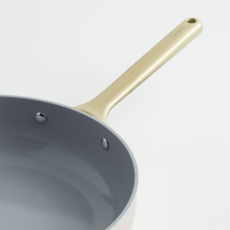Caraway ® Cream Ceramic Non-Stick 4.5-Qt. Sauté Pan with Gold Hardware - Image 4