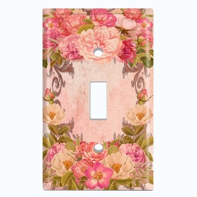 Metal Light Switch Plate Outlet Cover (Rose Frame Red Pink - Single Toggle) - Image 0