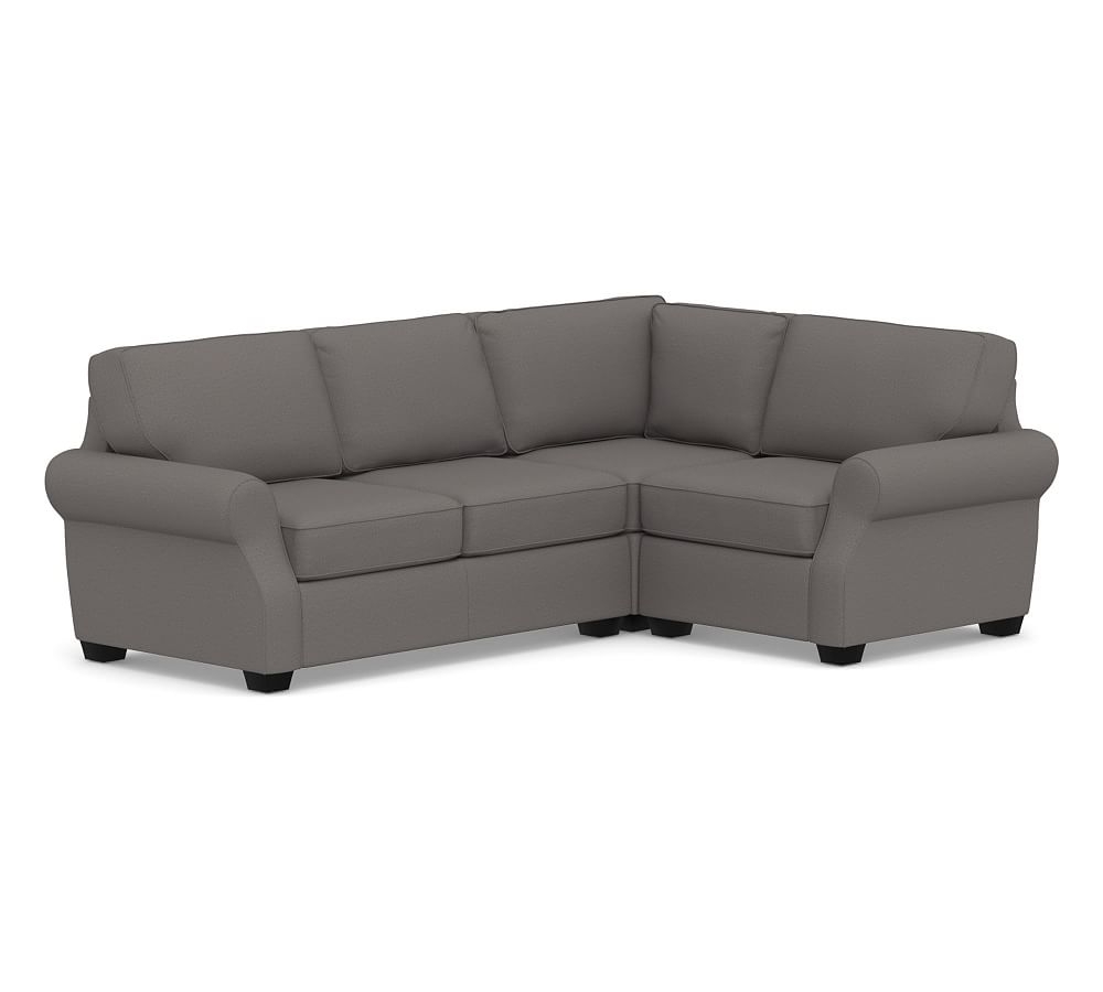 SoMa Fremont Roll Arm Upholstered Left Arm 3-Piece Corner Sectional, Polyester Wrapped Cushions, Sunbrella(R) Performance Slub Tweed Charcoal - Image 0