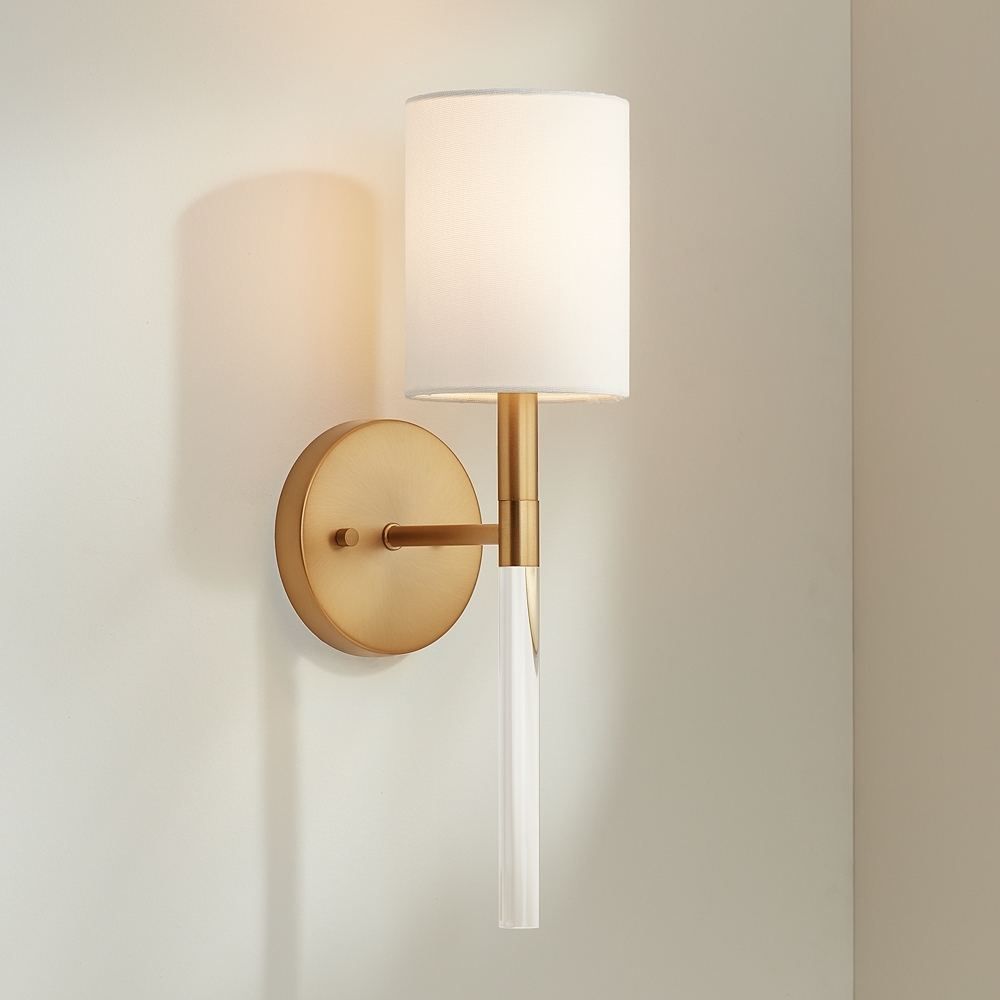 Possini Euro Myers 17 1/2" High Warm Brass Clear Acrylic Wall Sconce - Image 0