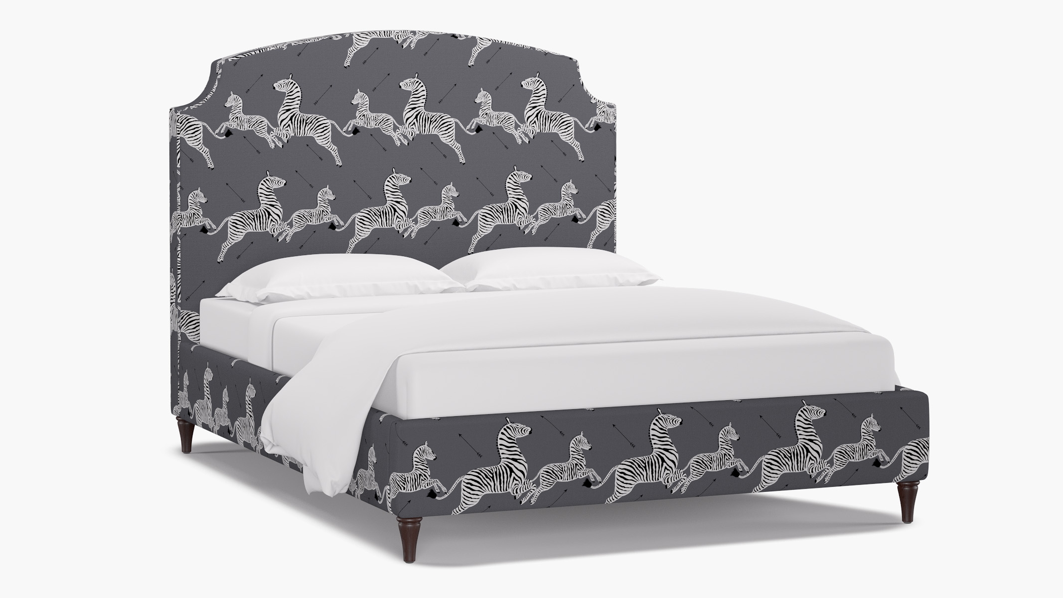 Cove Bed, Slate Zebra, Espresso Decorative Tapered Leg, Queen - Image 1