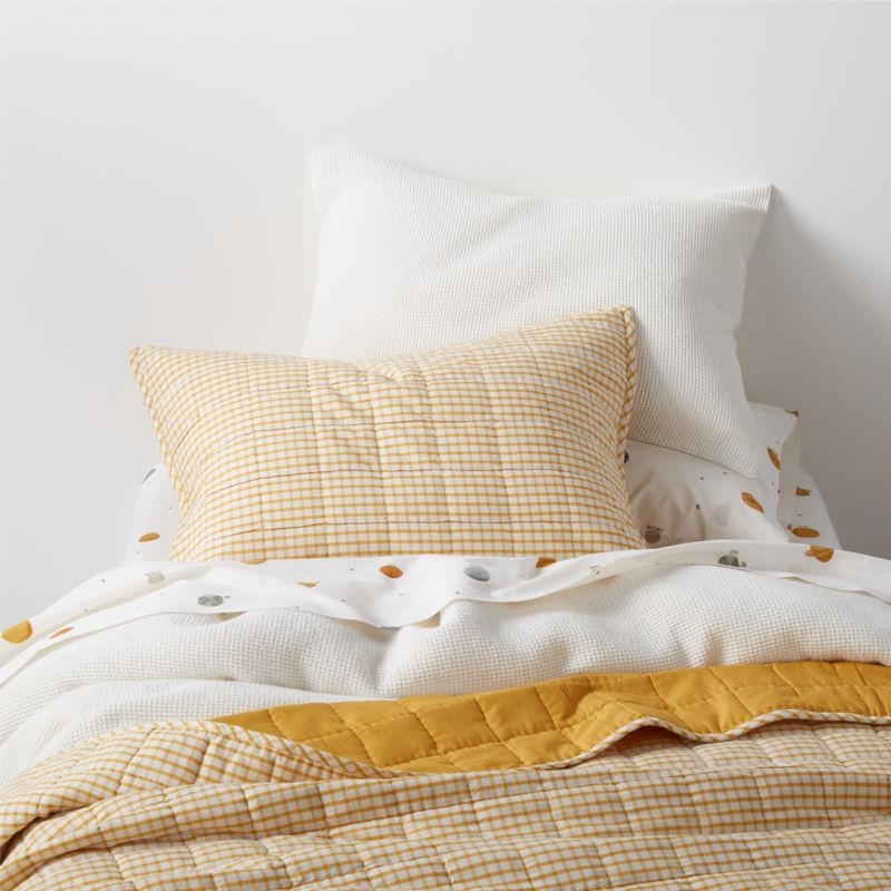 Kids Yellow Windowpane Plaid Cotton Pillow Sham - Image 1
