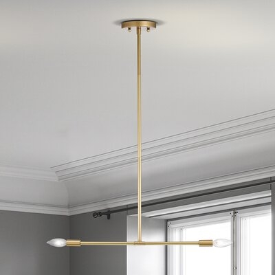 Baziliu Matte Gold 2-Light Linear Chandelier - Image 0