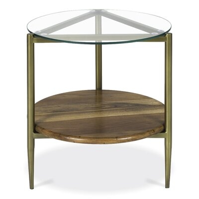 Middle Village Glass Top 3 Legs End Table with Storage - Image 0