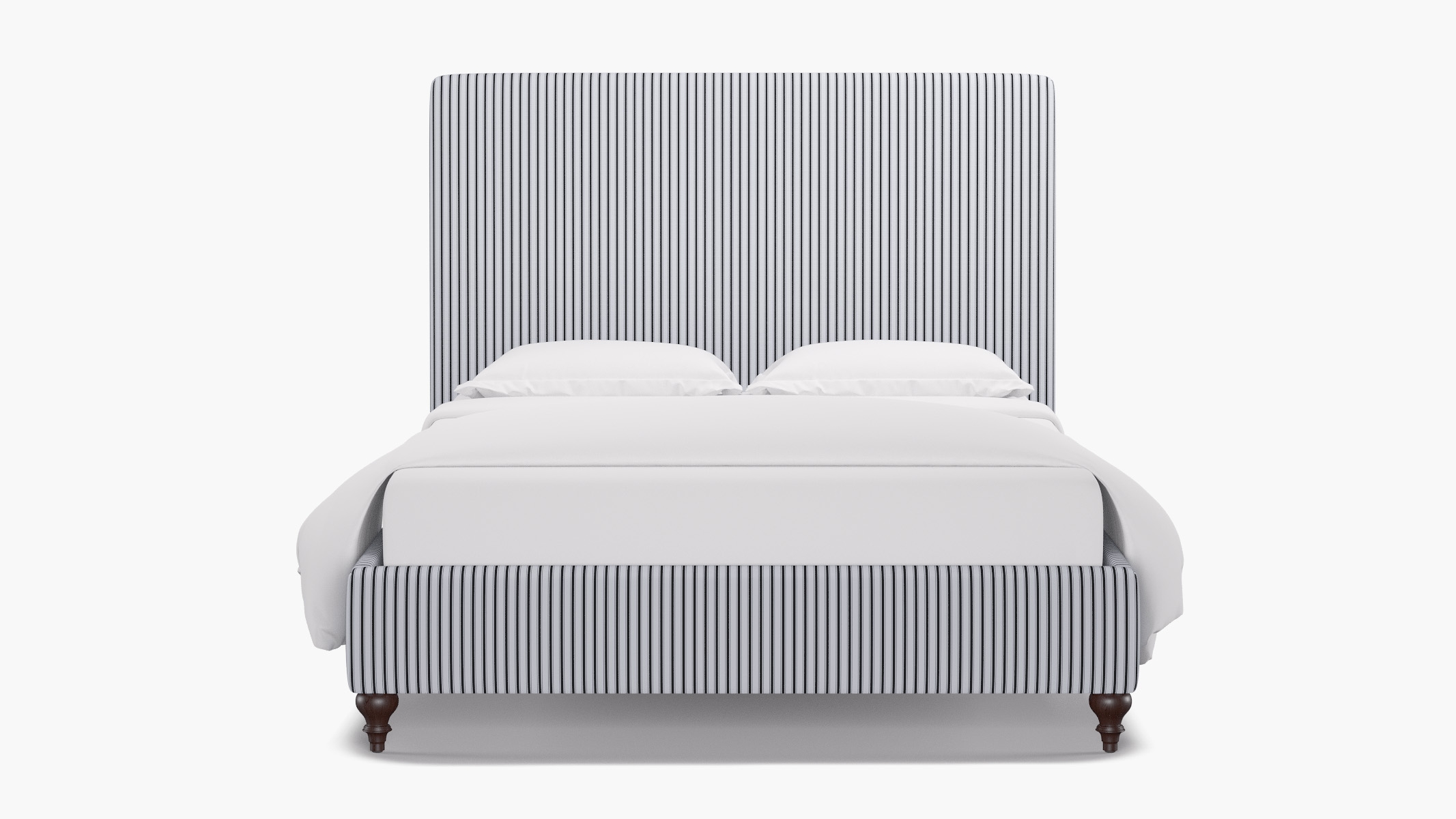 Classic Bed, Black Classic Ticking Stripe, Espresso Traditional Turned Leg, Queen - Image 0