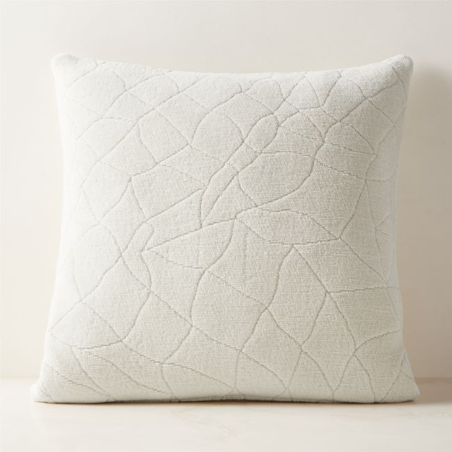 Arman Warm White Cotton Chenille Throw Pillow with Feather-Down Insert 23"x23" - Image 0