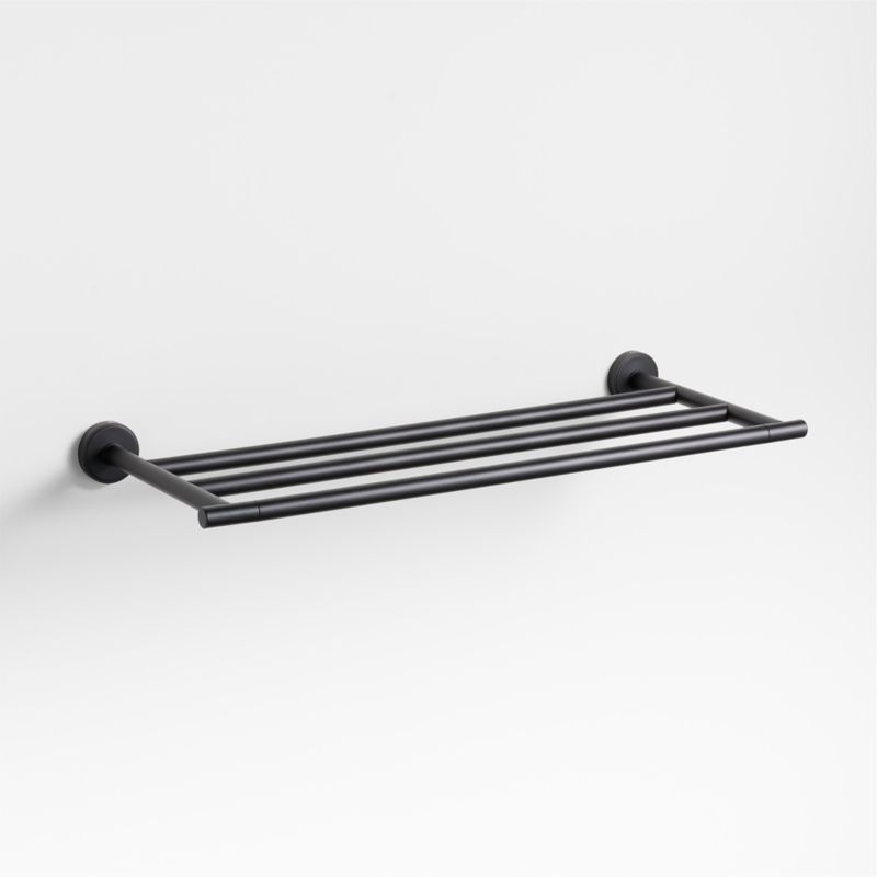 Modern Flat-End Matte Black Wall-Mounted Bathroom Towel Rack - Image 1