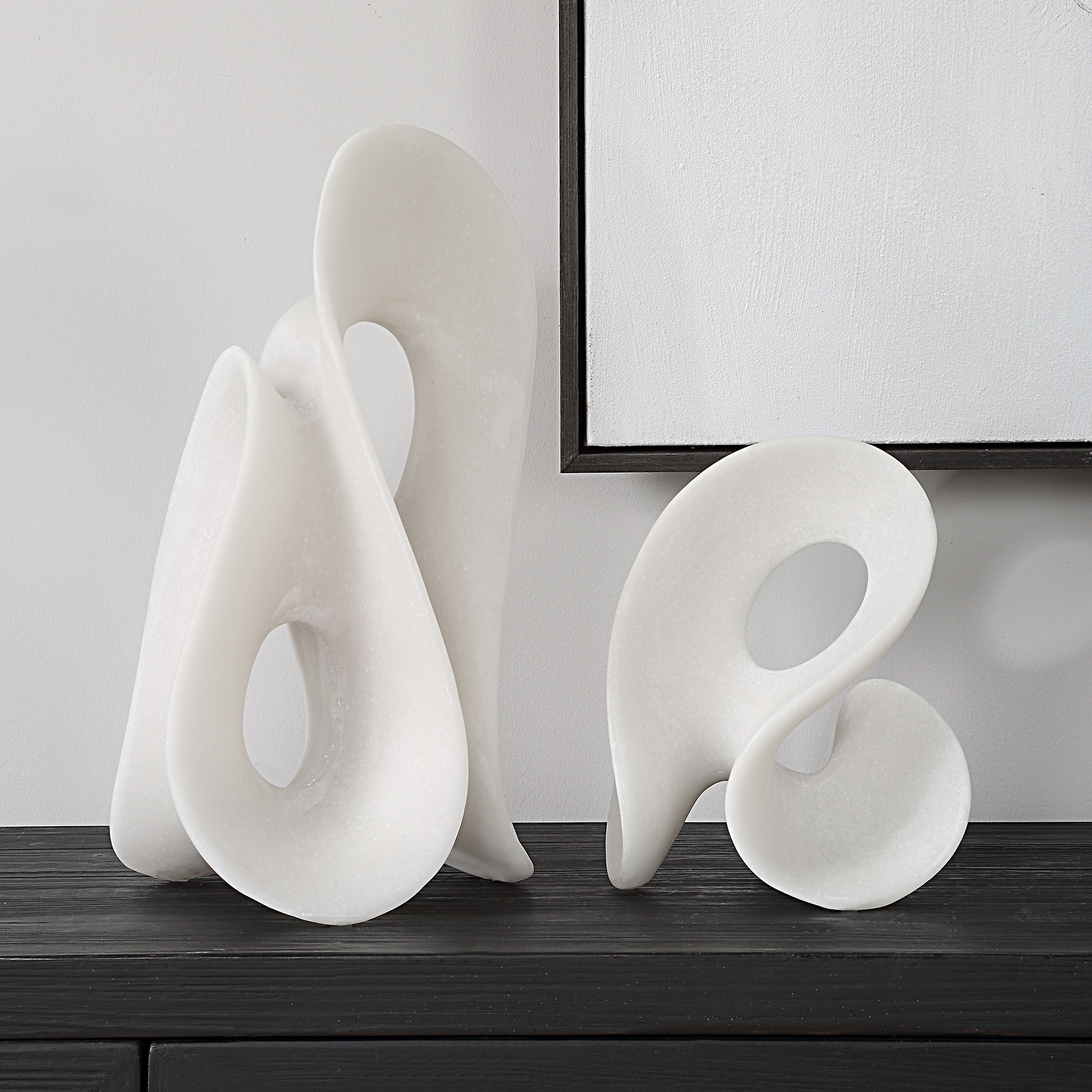 Silent Wave White Sculptures Set/2 - Image 2
