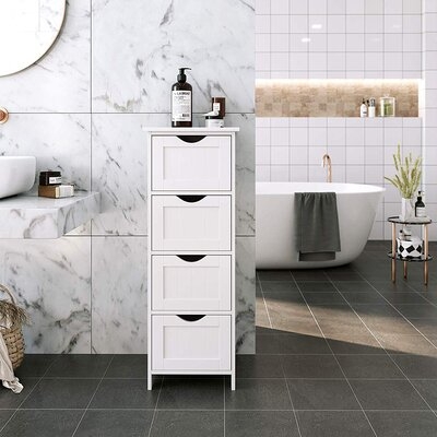 White Bathroom Storage Cabinet, Freestanding Office Cabinet With Drawers - Image 0