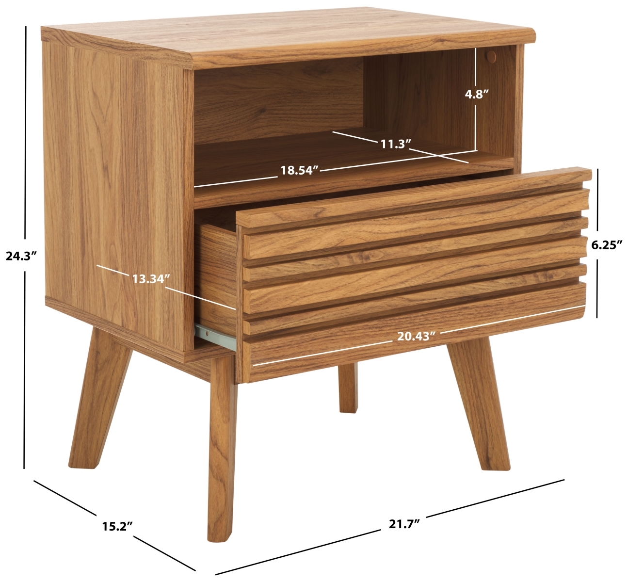 Esma 1 Drawer 1 Shelf Nightstand - Oak - Safavieh - Image 9