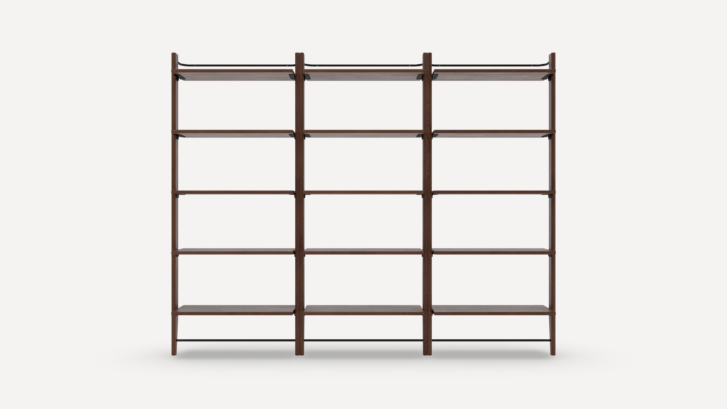 Title Triple Fully Open Bookshelf - Walnut - Wood - Image 5