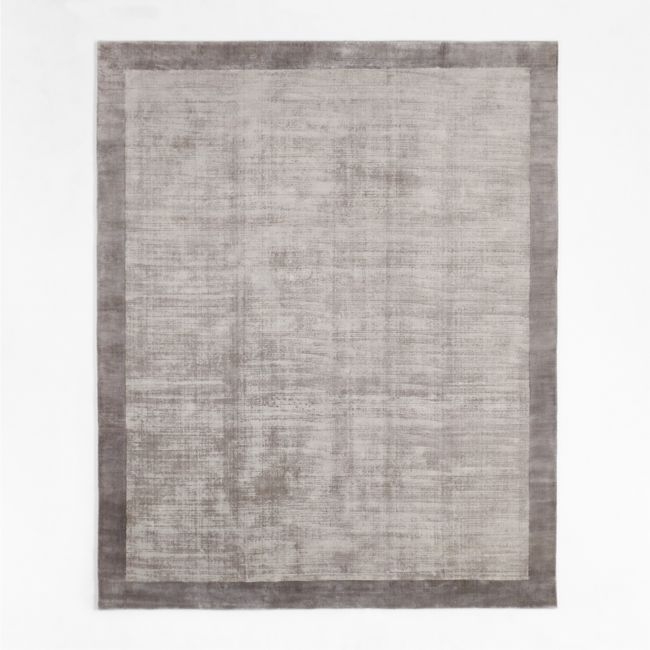Laval Border Viscose Handwoven Dark Grey Area Rug 6'x9' - Image 0